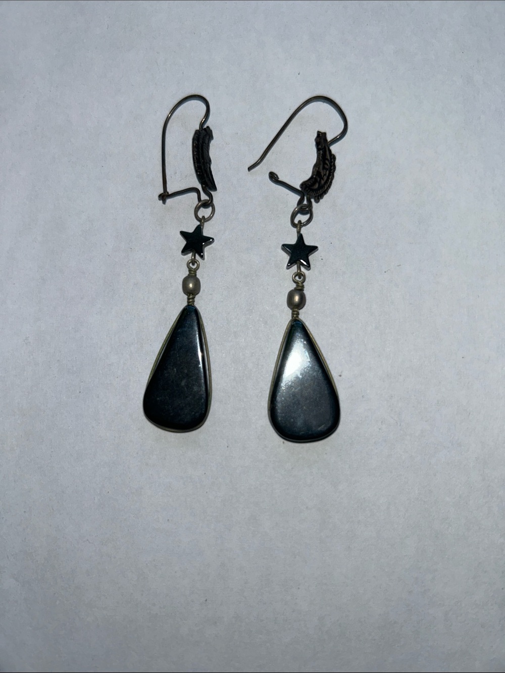 Black Teardrop Moon/Star Dangle Earrings - Women Jewelry